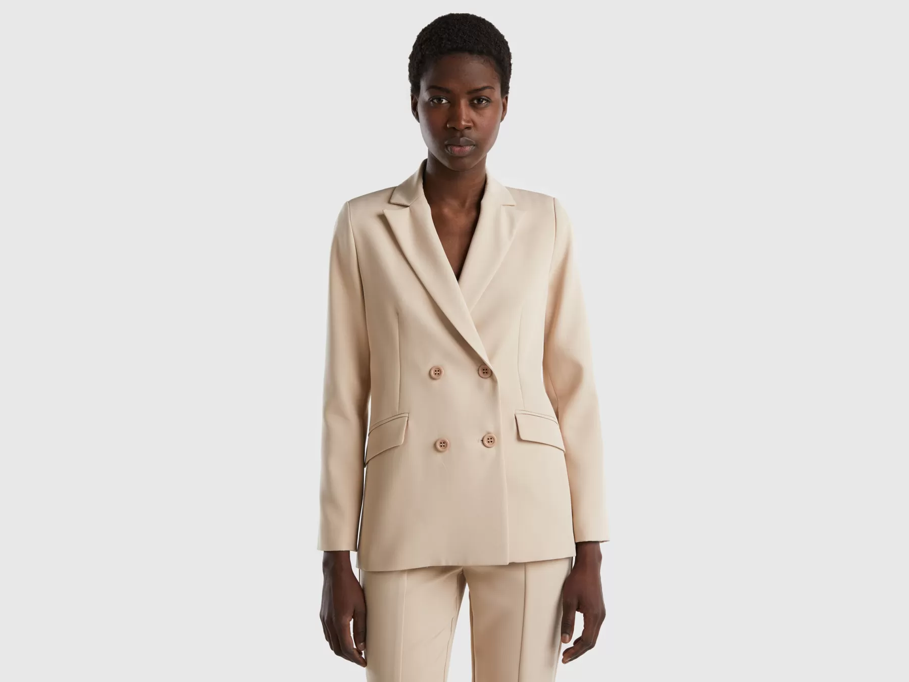 Benetton Blazer Doppiopetto Beige Cheap