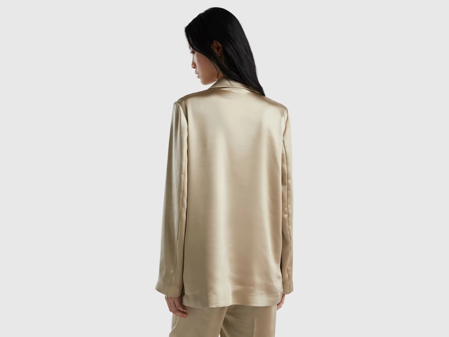 Benetton Blazer Effetto Satin Beige Outlet