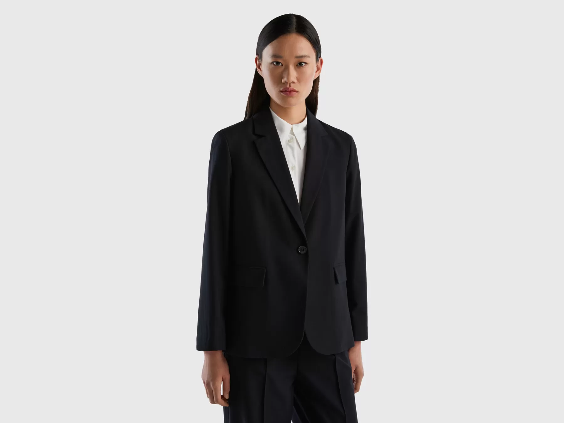 Benetton Blazer Fluido Foderato Nero Online