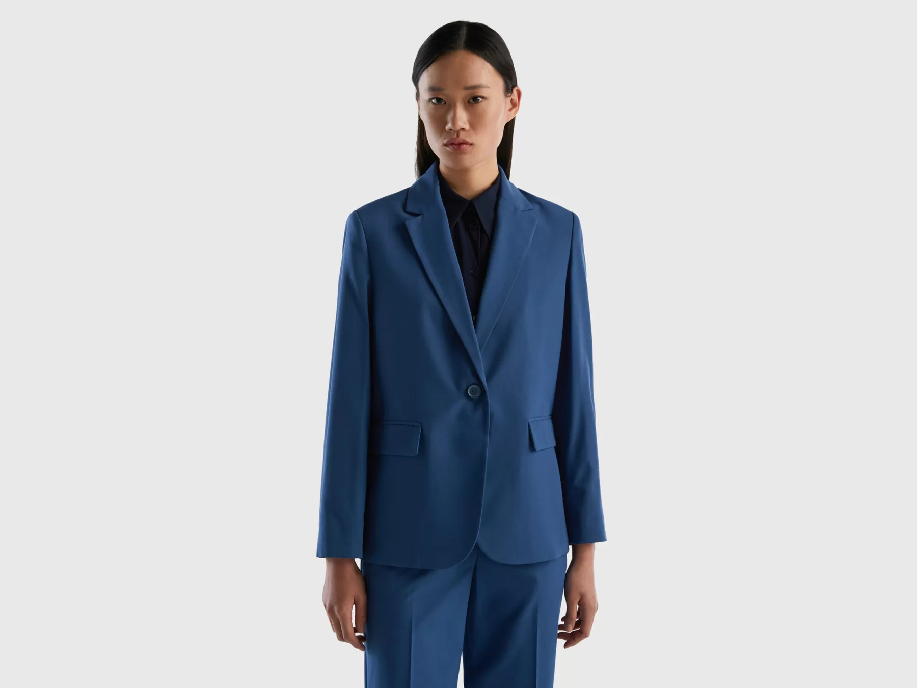 Benetton Blazer Fluido Foderato Blu Store