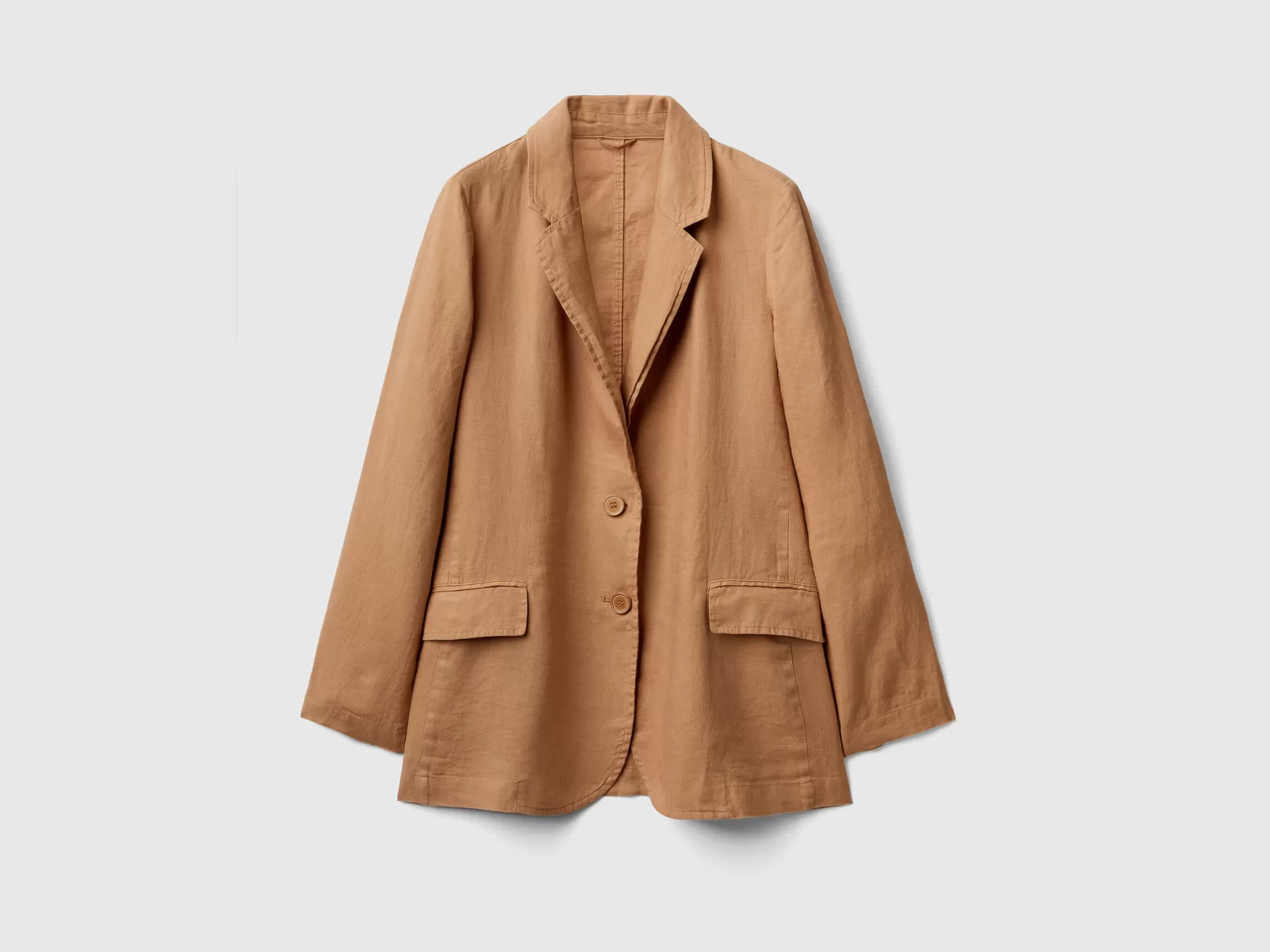 Benetton Blazer In Puro Lino Cammello Sale