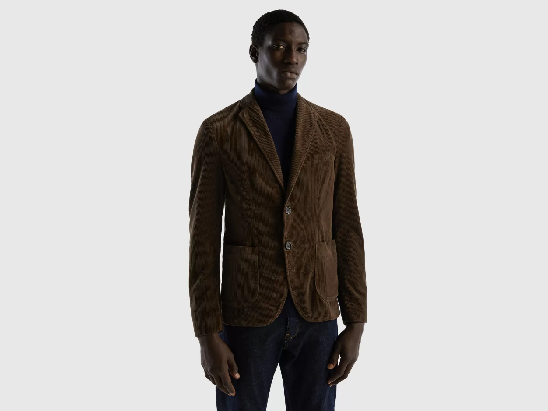 Benetton Blazer In Velluto Marrone Flash Sale