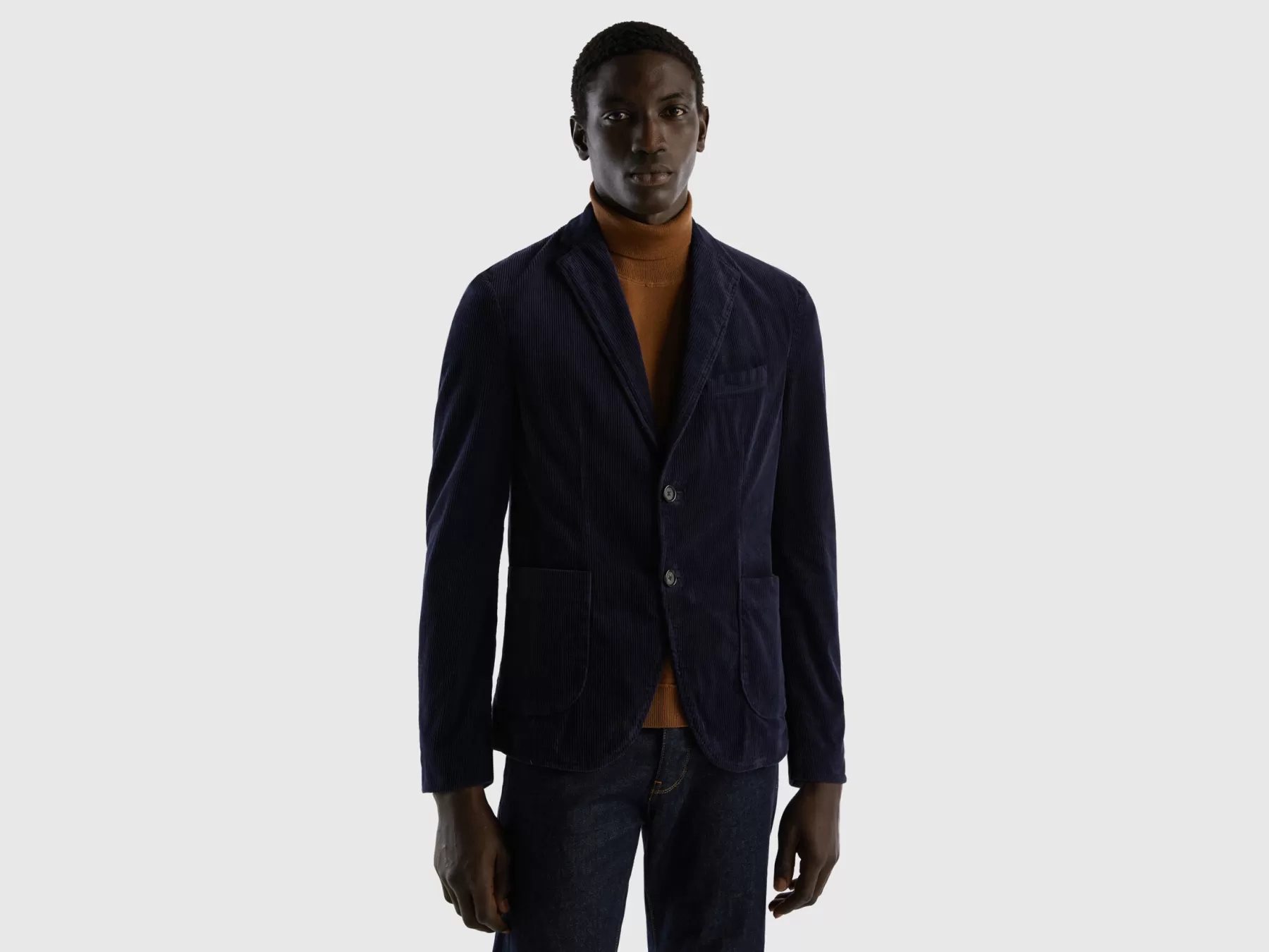 Benetton Blazer In Velluto Blu Scuro Clearance