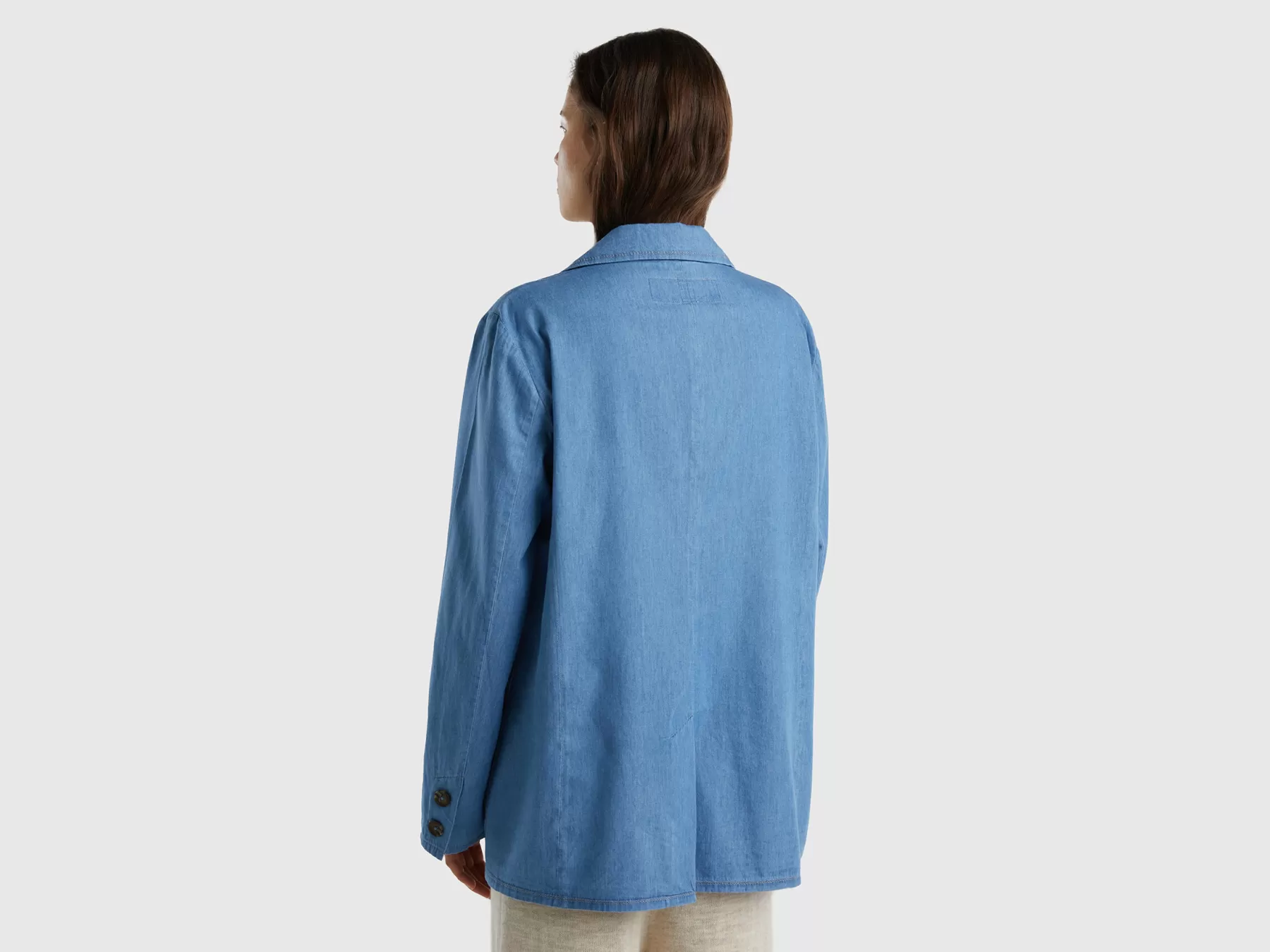 Benetton Blazer Leggero In Chambray Celeste Flash Sale