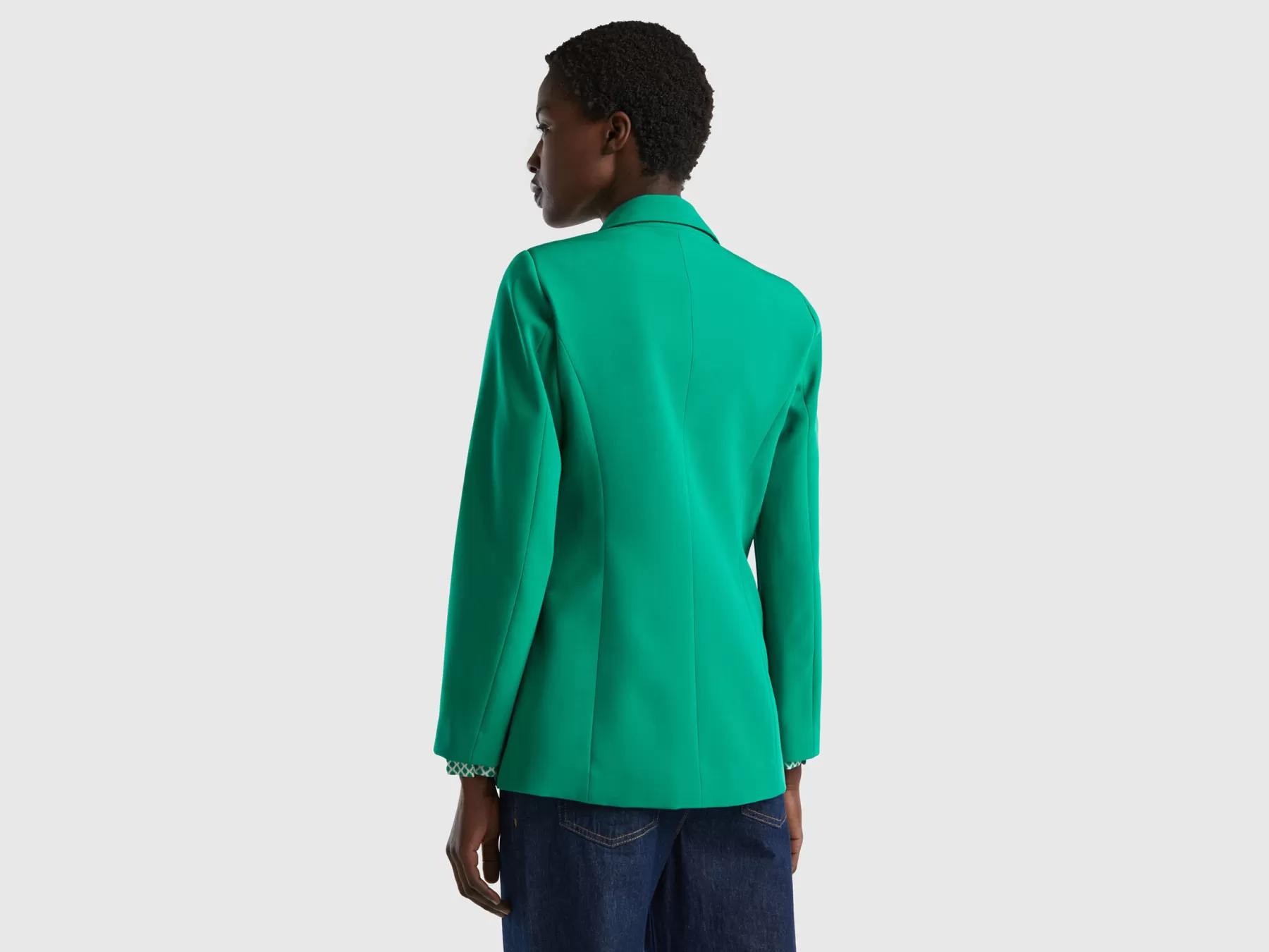 Benetton Blazer Monopetto Foderato Verde Flash Sale