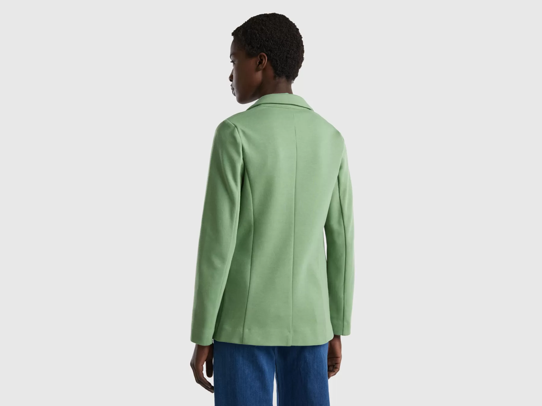 Benetton Blazer Sciancrato Con Tasche Verde New