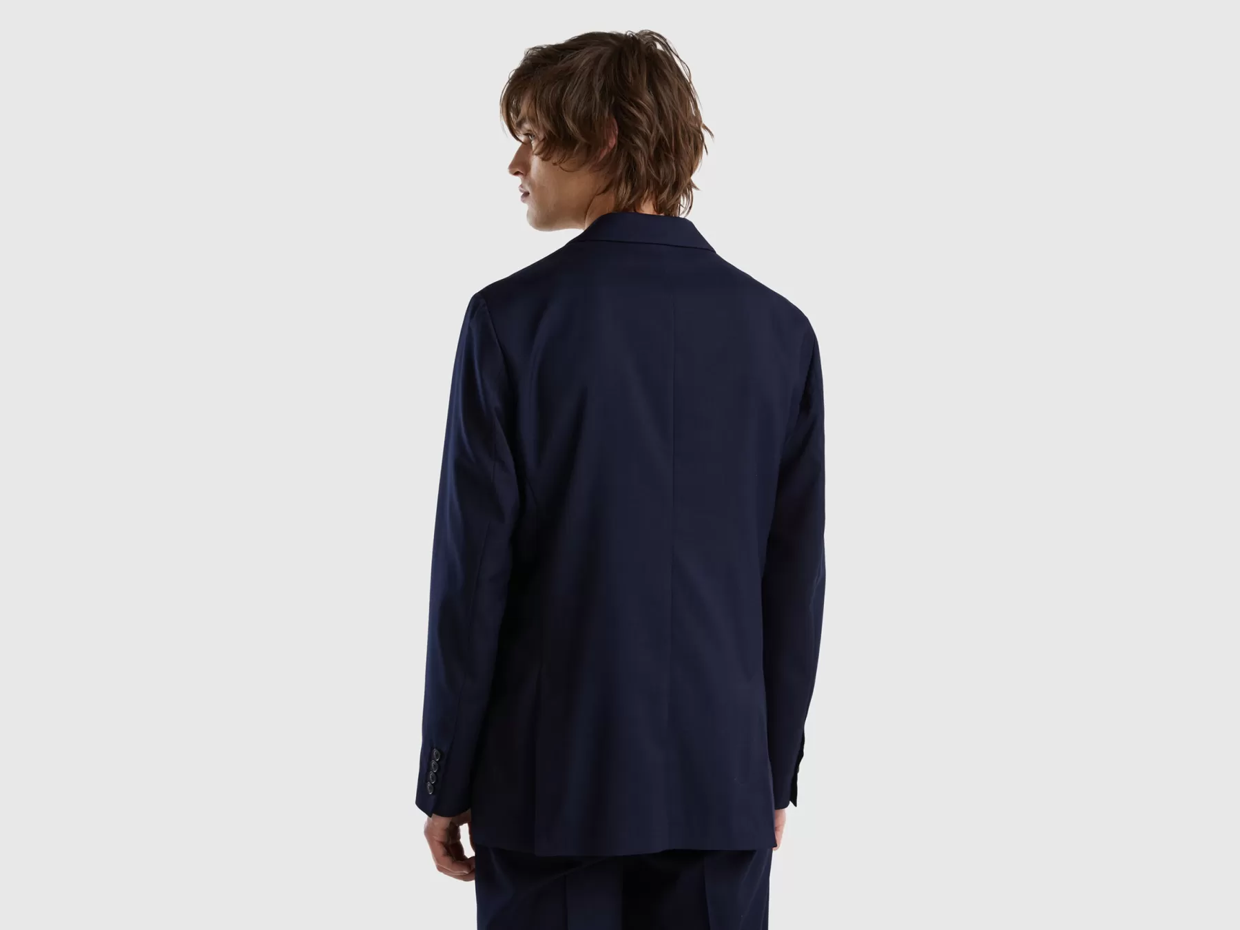 Benetton Blazer Slim Fit In Misto Viscosa Blu Scuro Flash Sale