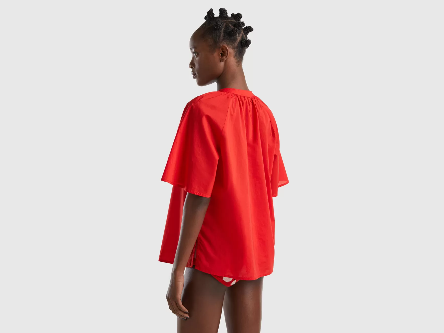 Benetton Blusa Con Fiocco Rosso Flash Sale