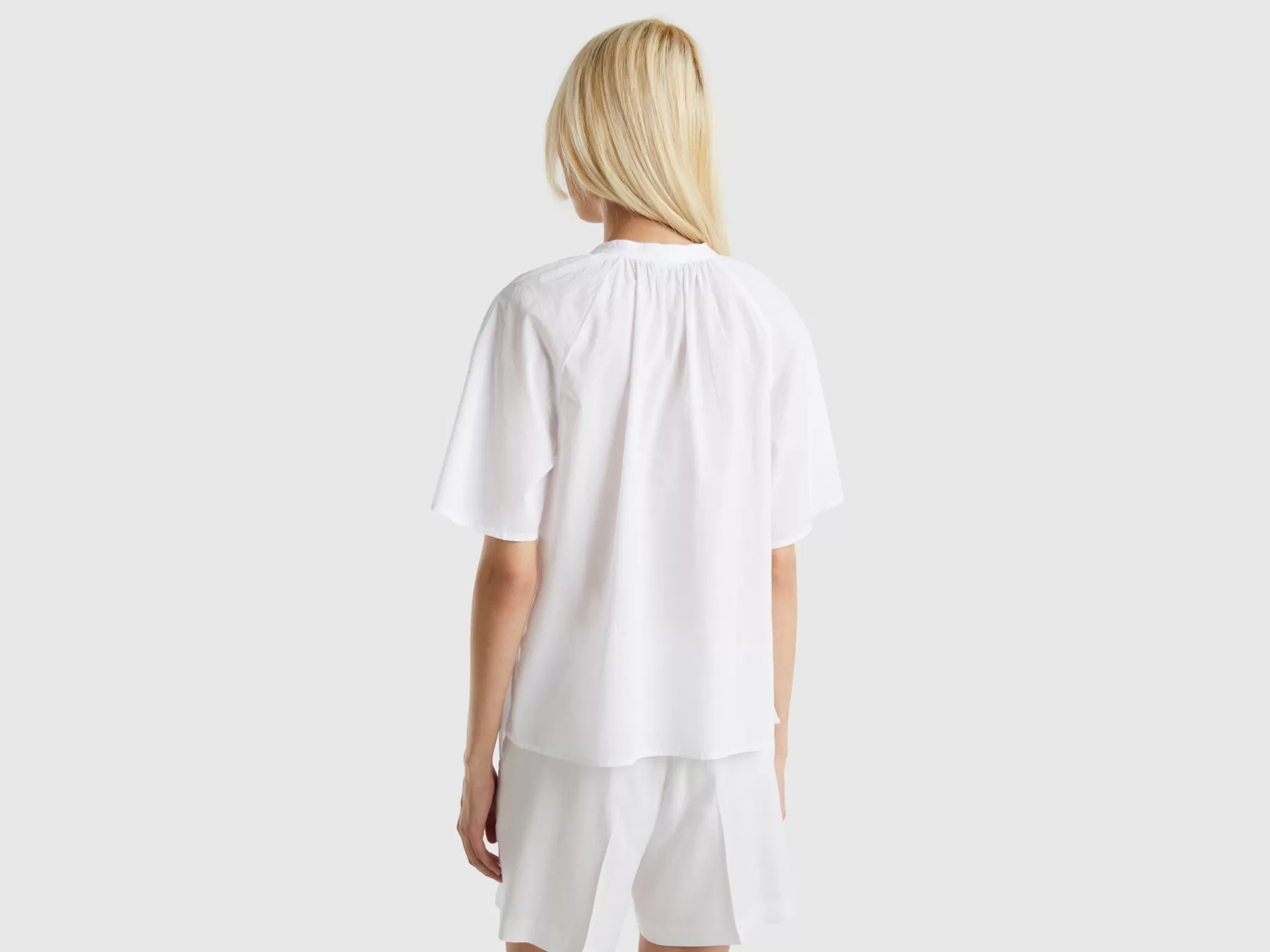 Benetton Blusa Con Fiocco Bianco Discount