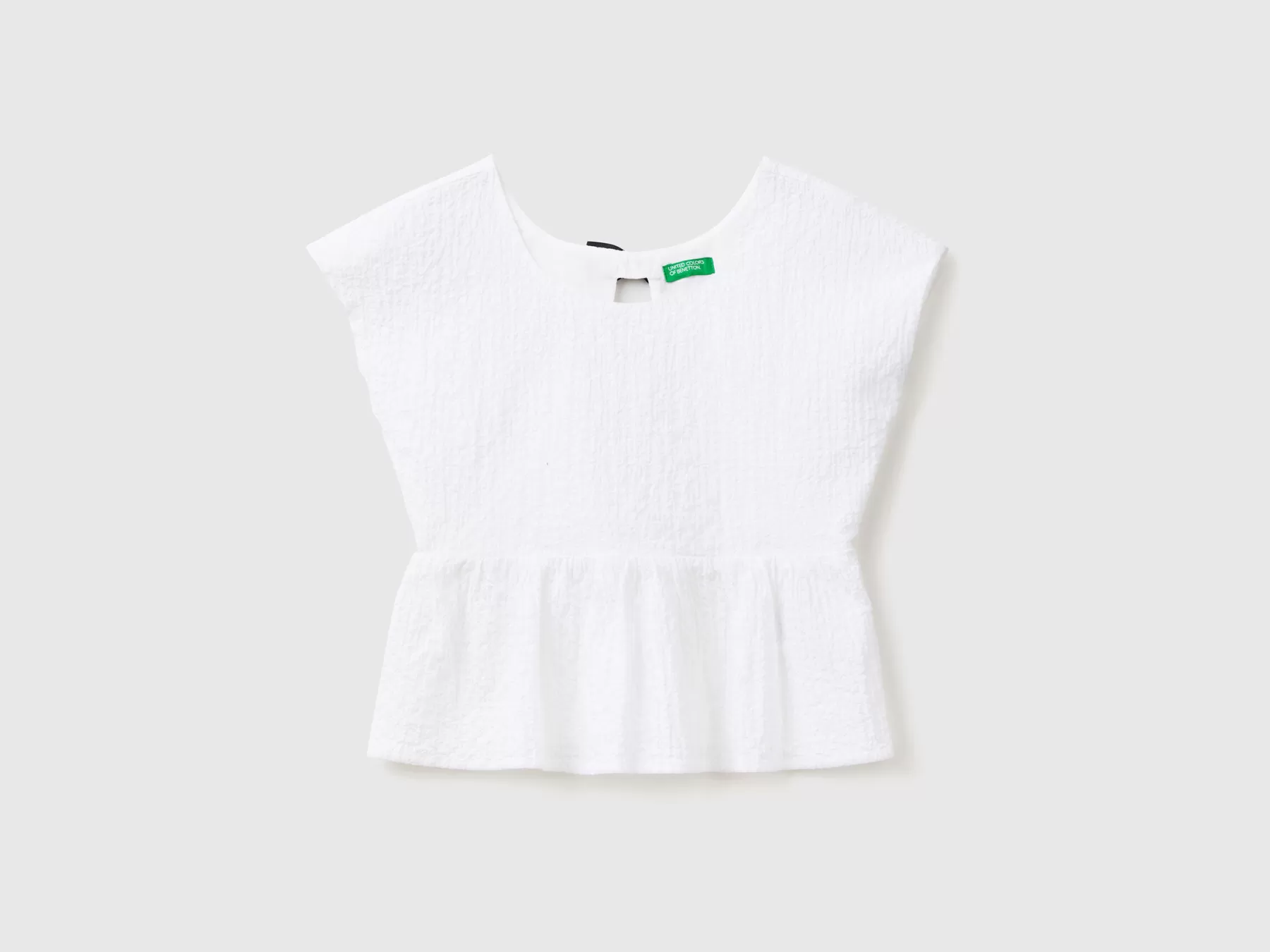 Benetton Blusa Con Fiocco Sul Retro Bianco Flash Sale