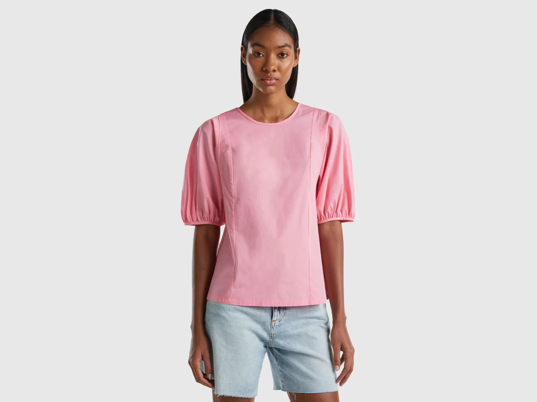 Benetton Blusa Con Manica A Sbuffo Rosa Store