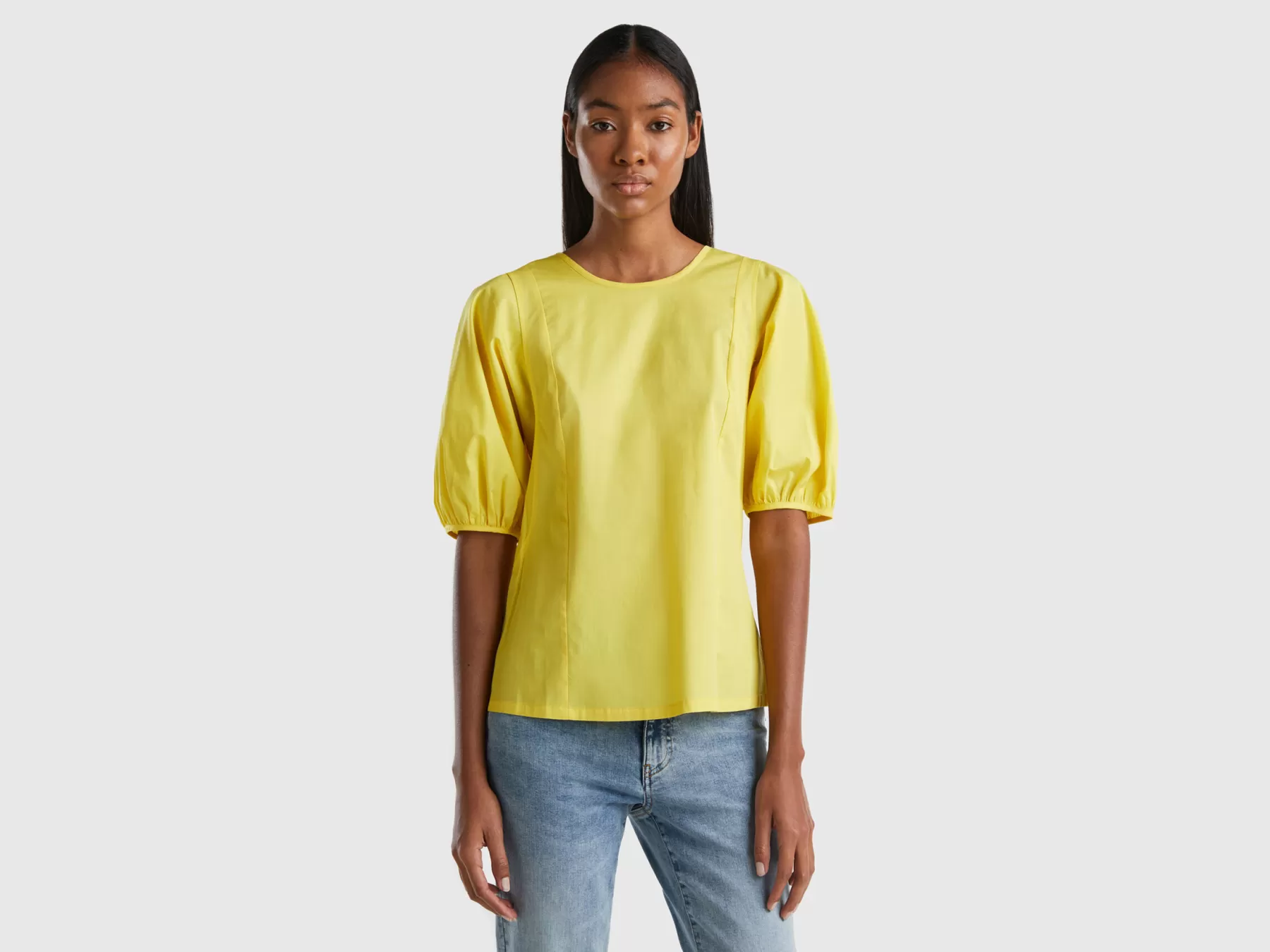 Benetton Blusa Con Manica A Sbuffo Giallo Shop