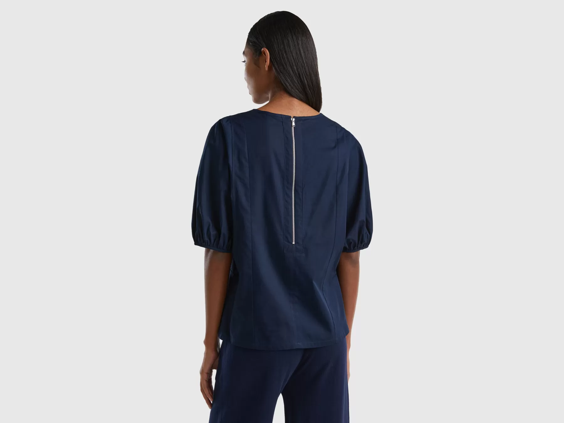 Benetton Blusa Con Manica A Sbuffo Blu Scuro Hot