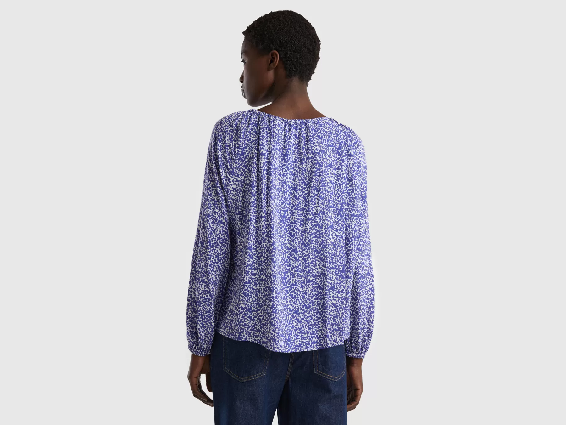 Benetton Blusa Fantasia Con Lacci Bluette Cheap