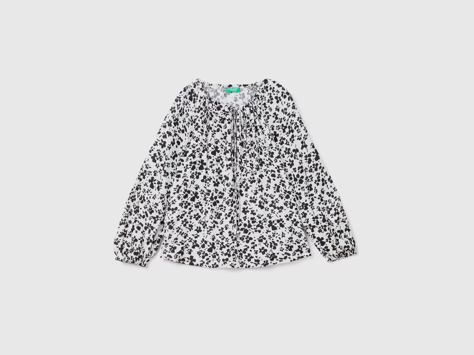 Benetton Blusa Fantasia Con Lacci Bianco Fashion