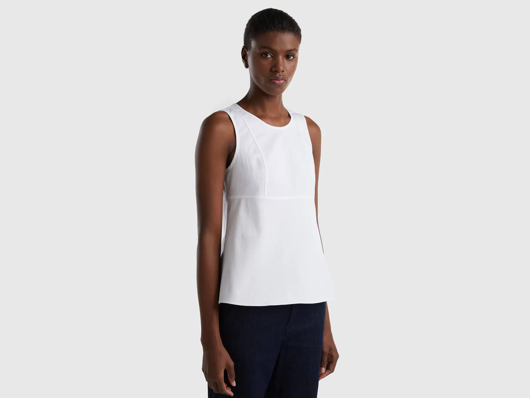 Benetton Blusa Leggera Smanicata Bianco Hot