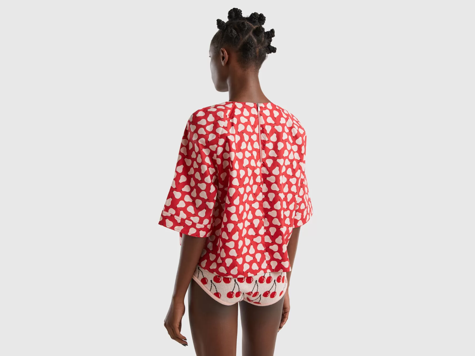 Benetton Blusa Rossa Con Pattern Pere Rosso Online