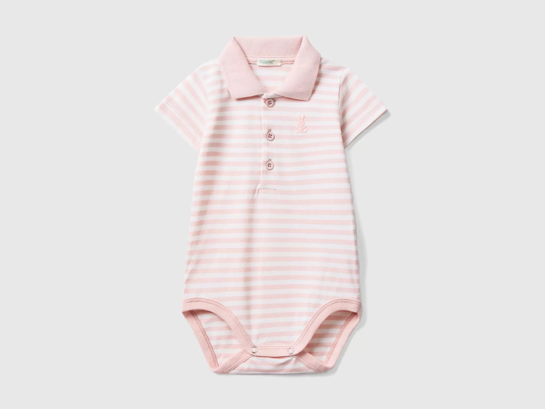 Benetton Body A Polo In Cotone Elasticizzato Rosa Tenue Online