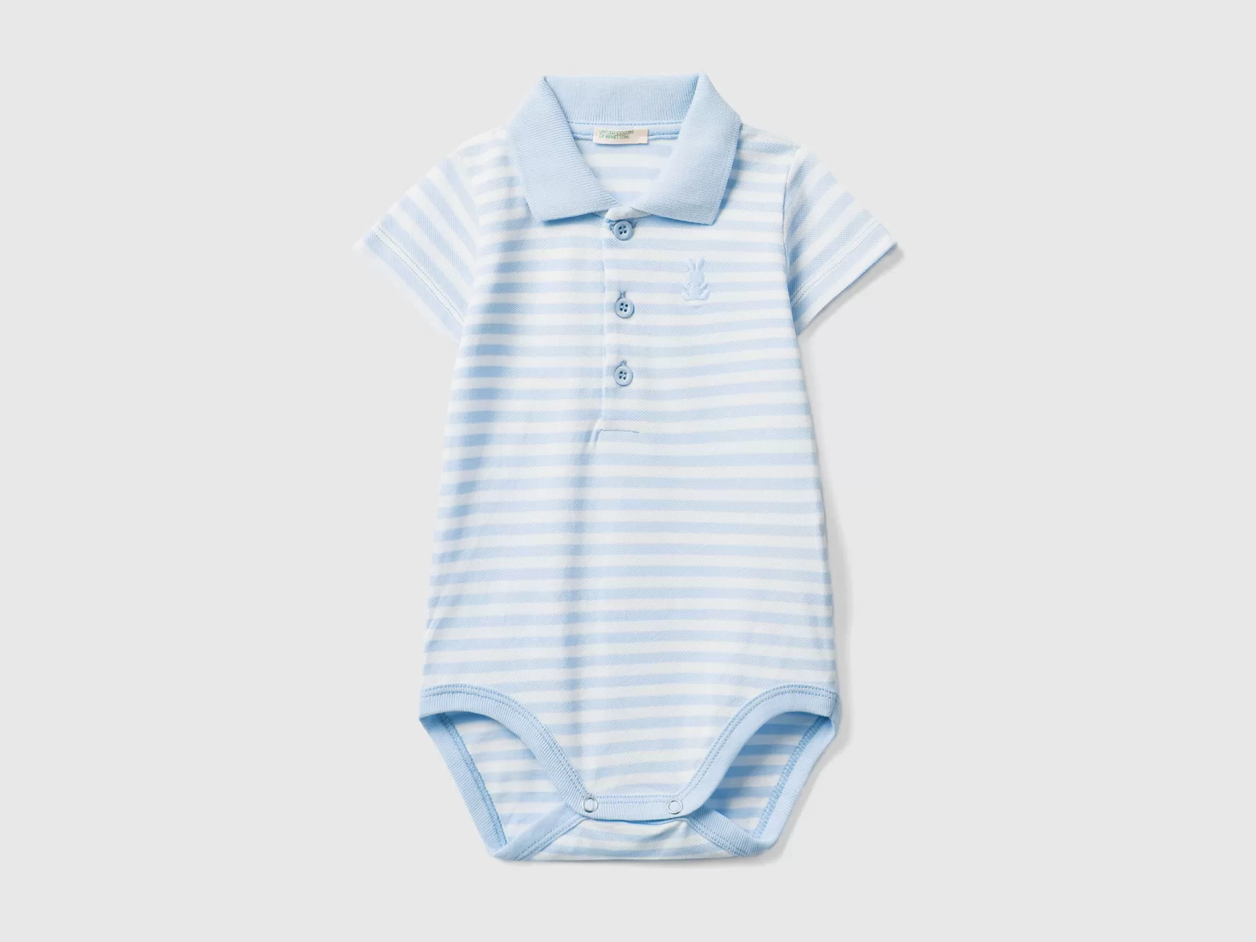 Benetton Body A Polo In Cotone Elasticizzato Celeste Store