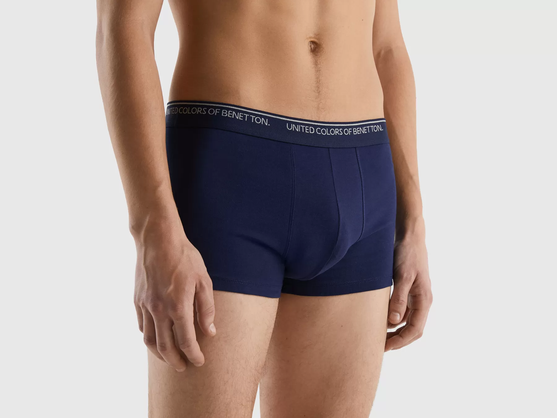 Benetton Boxer Aderenti In Cotone Biologico Blu Scuro New