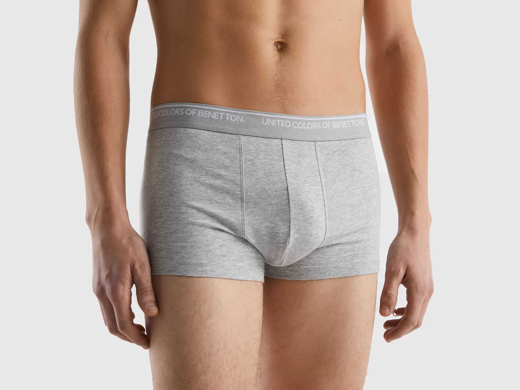 Benetton Boxer Aderenti In Cotone Biologico Grigio Chiaro Sale