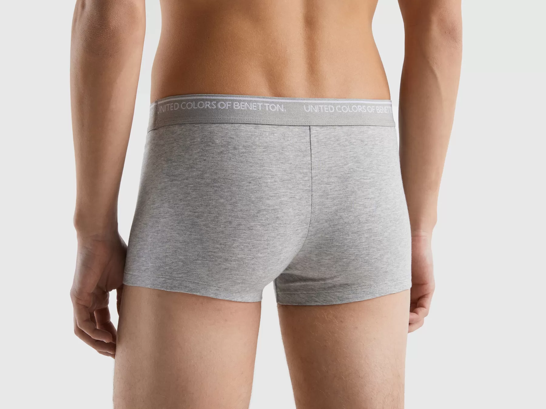 Benetton Boxer Aderenti In Cotone Biologico Grigio Chiaro Sale