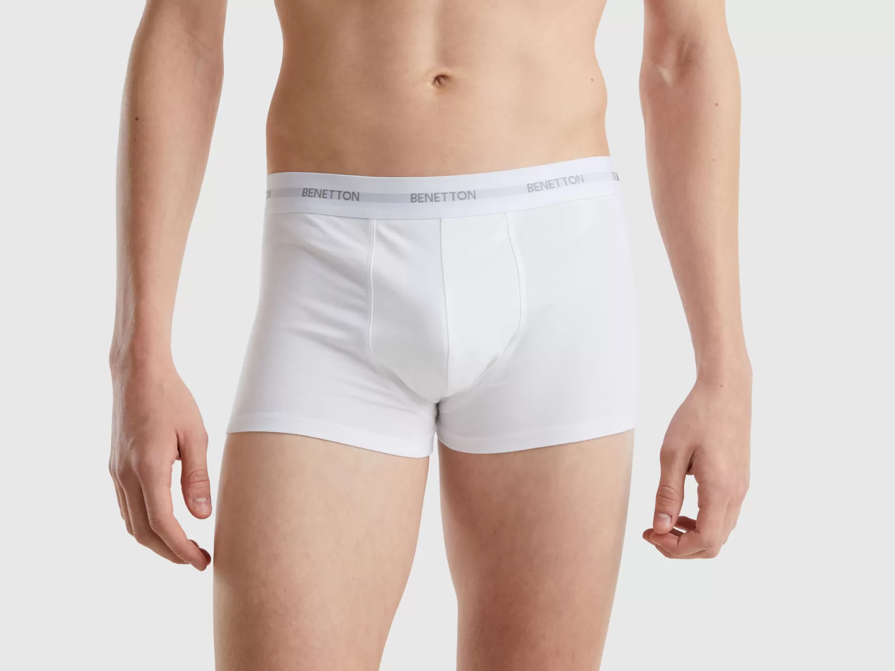 Benetton Boxer Bianchi In Cotone Bio Stretch Bianco Online