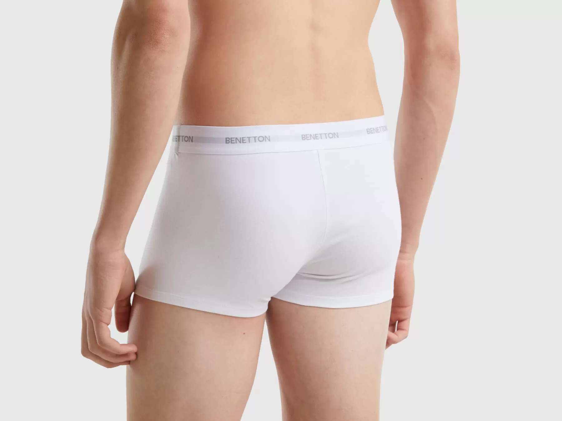 Benetton Boxer Bianchi In Cotone Bio Stretch Bianco Online