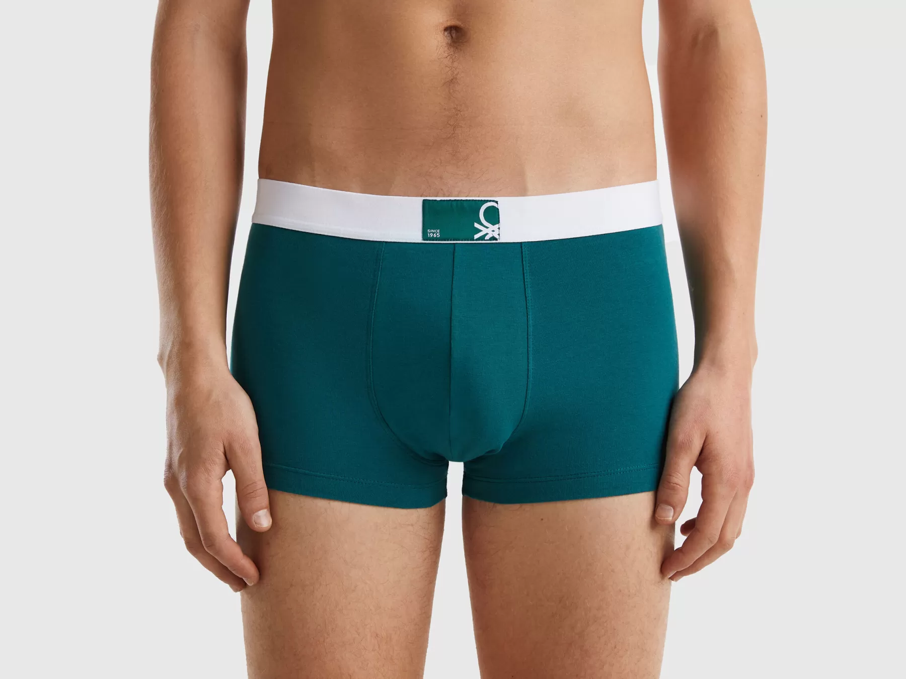 Benetton Boxer In Cotone Bio Elasticizzato Verde Scuro Fashion