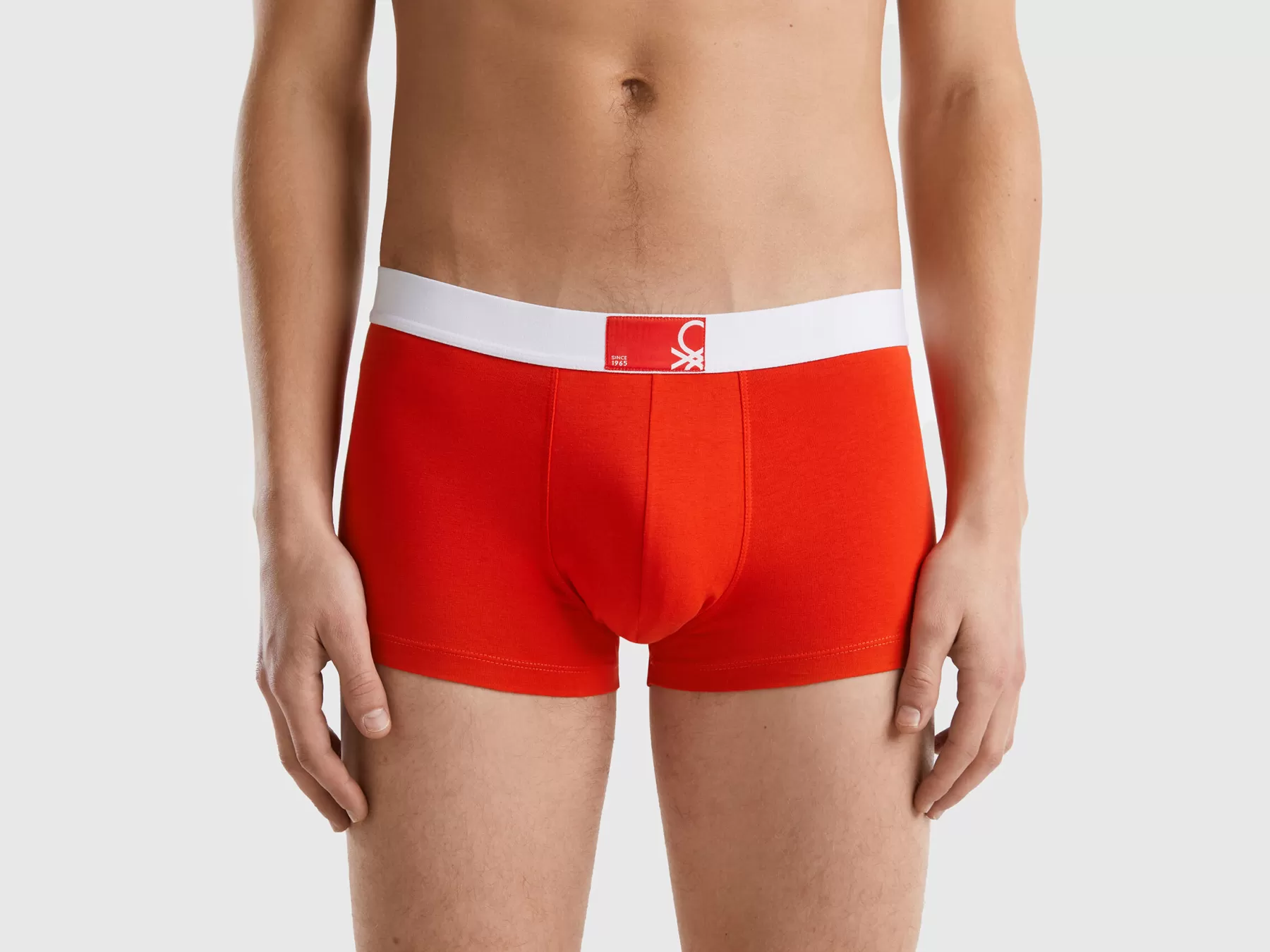 Benetton Boxer In Cotone Bio Elasticizzato Rosso Discount