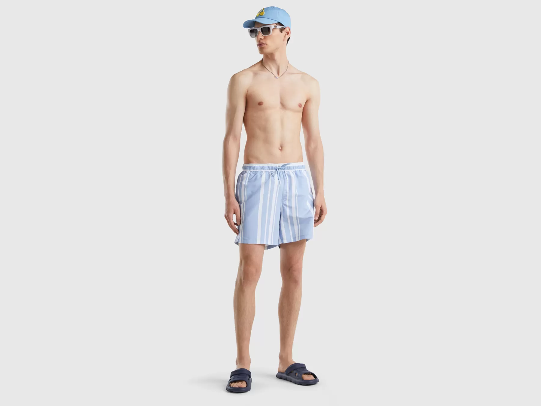 Benetton Boxer Mare Celeste A Righe Avio Shop