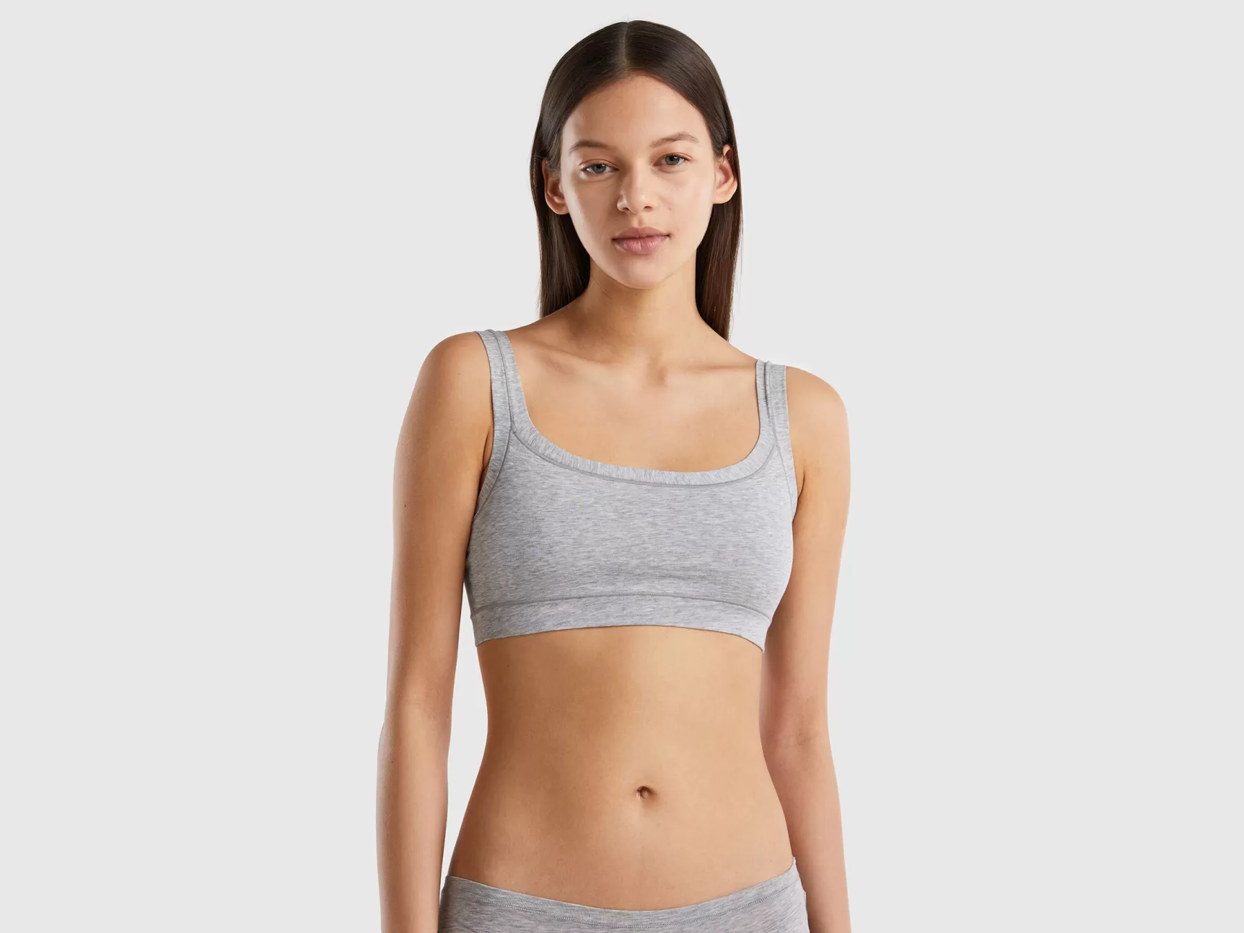 Benetton Brassiere Cotone Biologico Super Stretch Grigio Chiaro Outlet