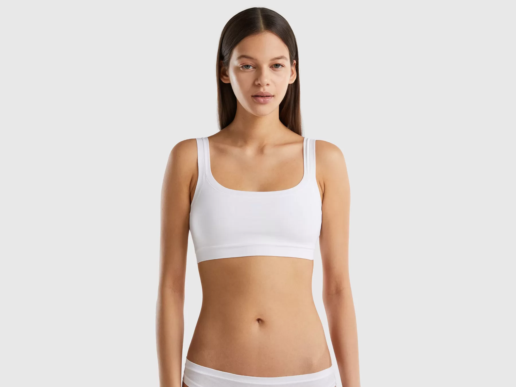 Benetton Brassiere Cotone Biologico Super Stretch Bianco Fashion