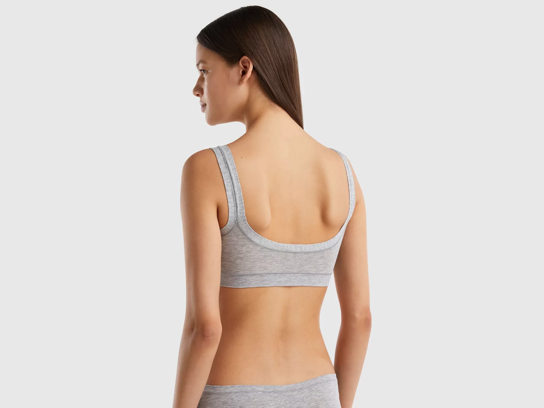 Benetton Brassiere Cotone Biologico Super Stretch Grigio Chiaro Outlet