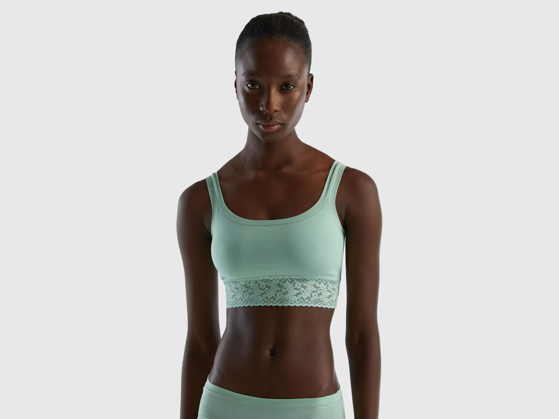 Benetton Brassiere In Cotone Bio Super Stretch Verde Chiaro Store