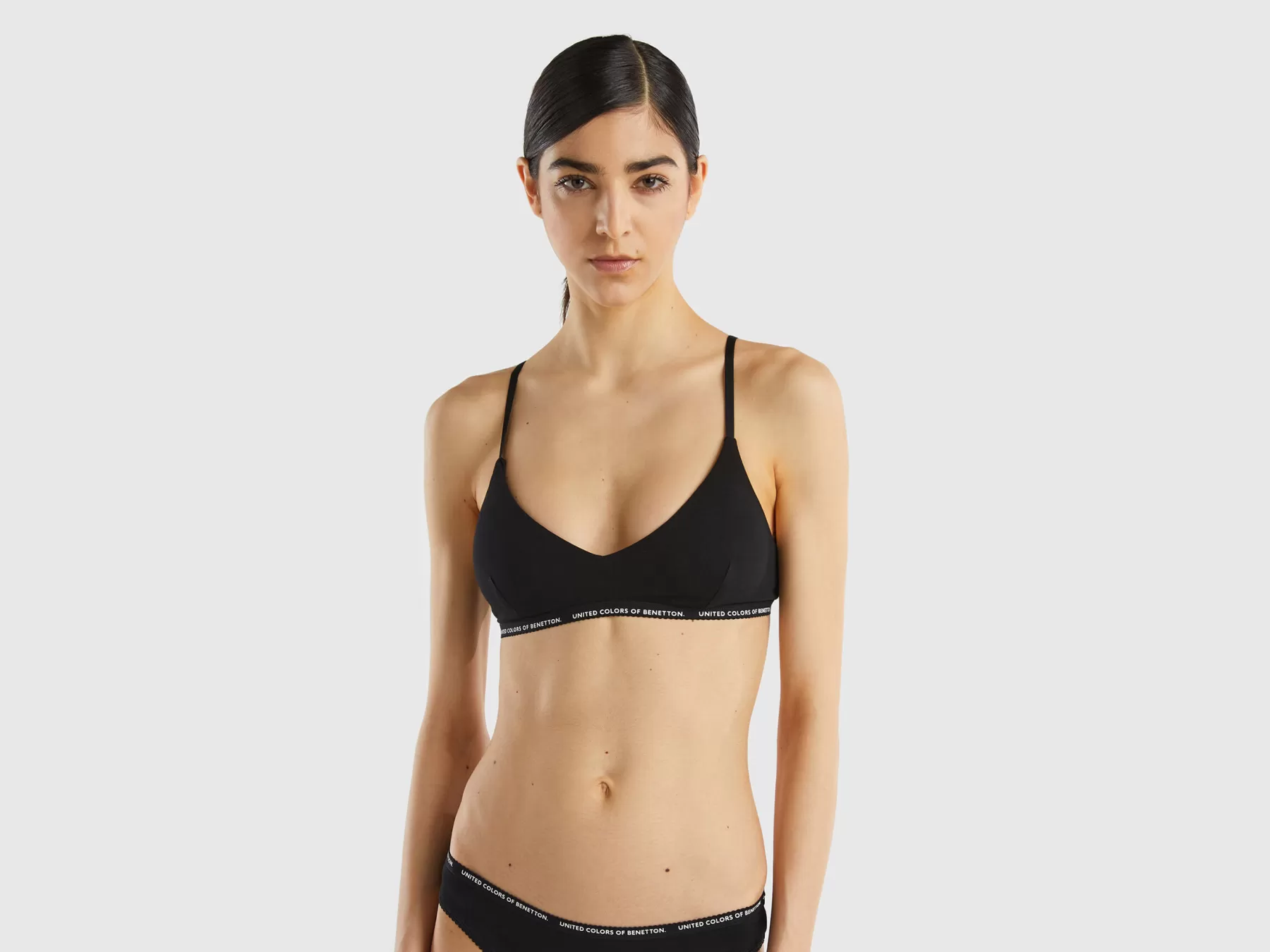 Benetton Brassiere In Cotone Biologico Stretch Nero Hot