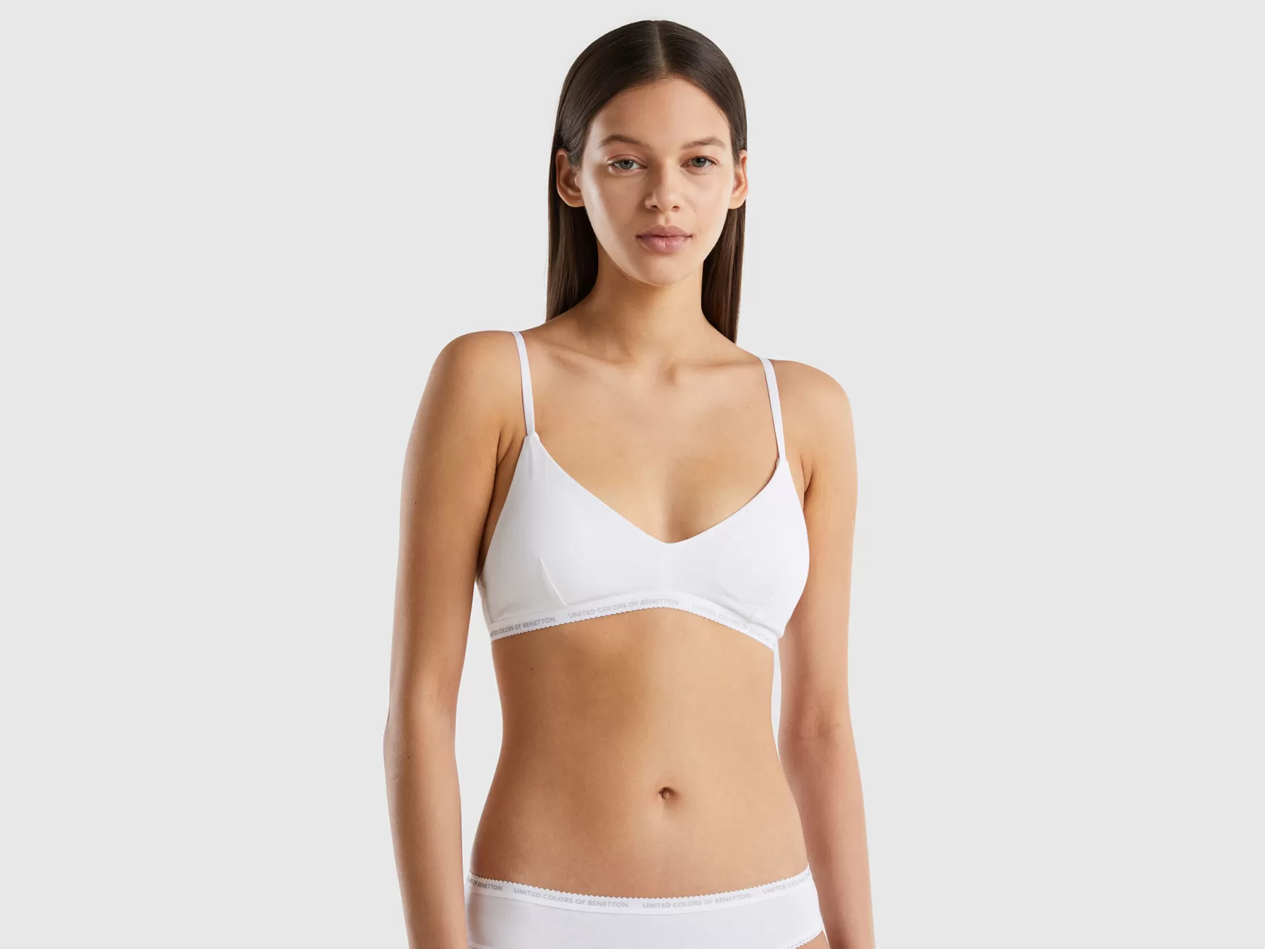 Benetton Brassiere In Cotone Biologico Stretch Bianco Shop