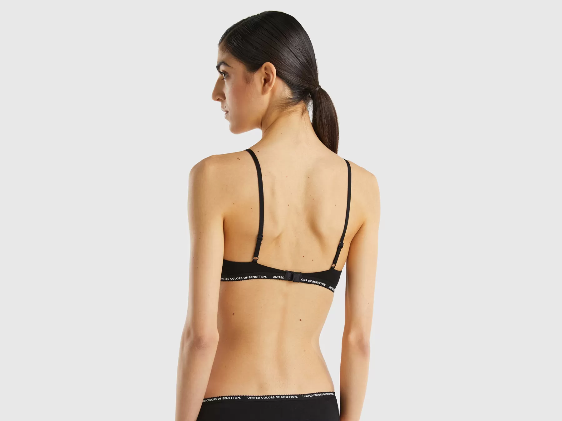 Benetton Brassiere In Cotone Biologico Stretch Nero Hot