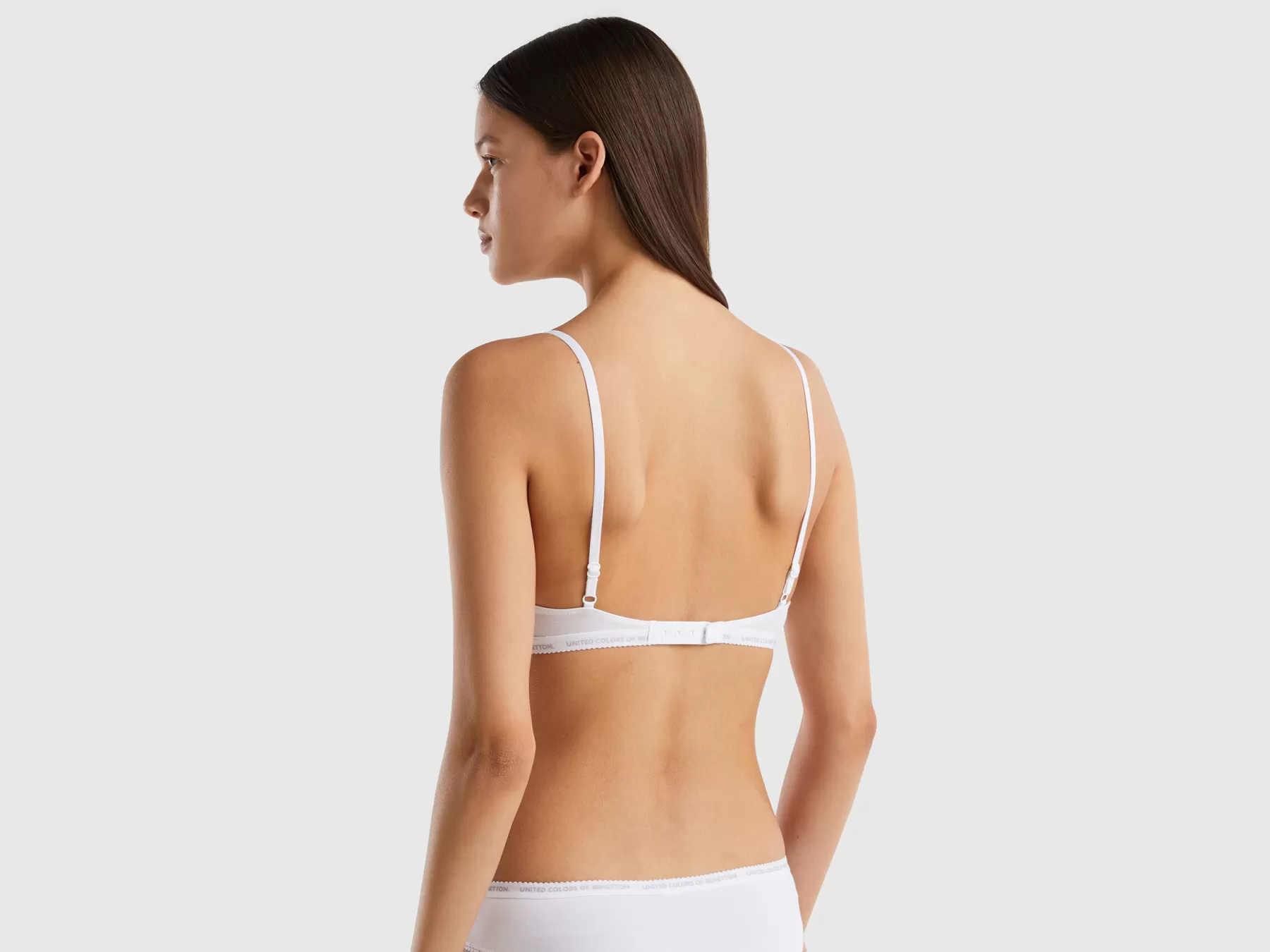 Benetton Brassiere In Cotone Biologico Stretch Bianco Shop