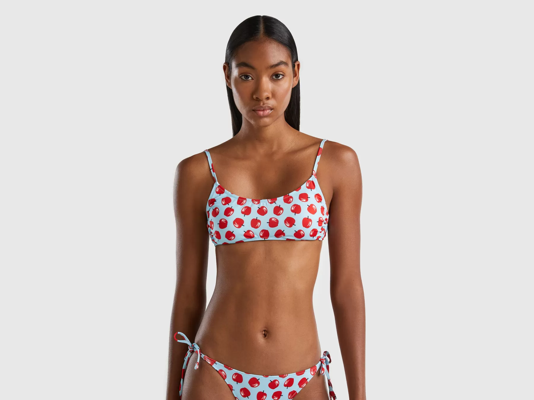 Benetton Brassiere Mare Azzurra Con Pattern Mele Azzurro Cheap