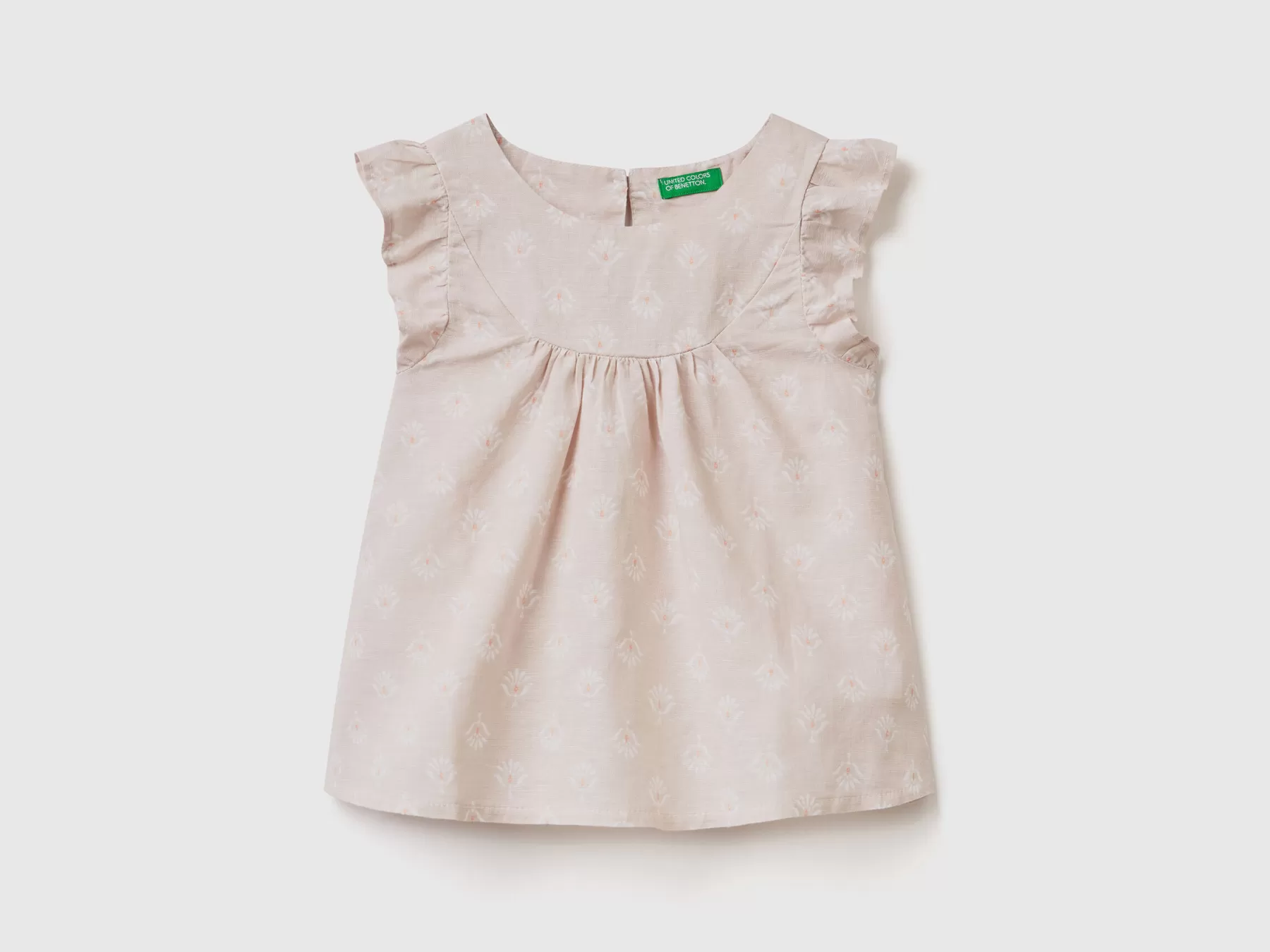 Benetton Camicetta Fantasia In Misto Lino Beige Sale