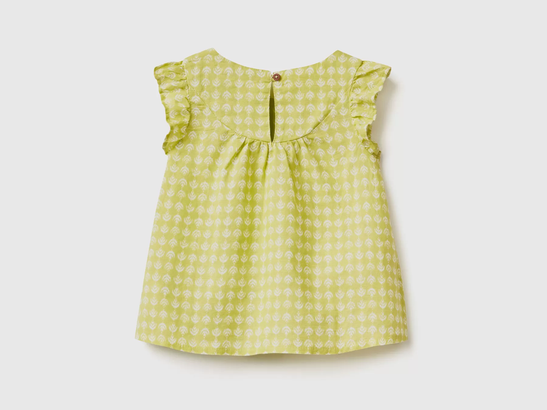 Benetton Camicetta Fantasia In Misto Lino Lime Cheap