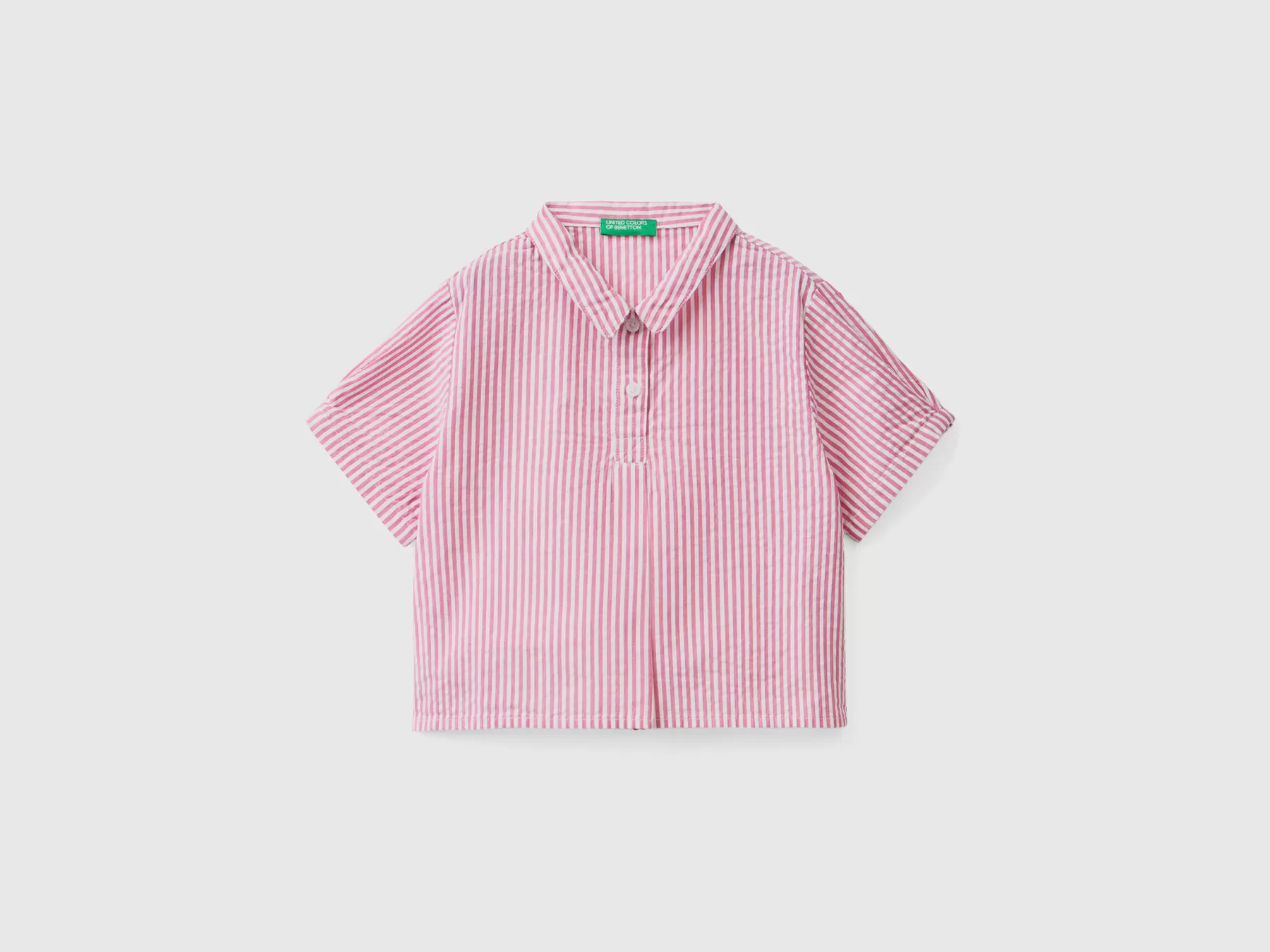 Benetton Camicia A Righe Leggera Rosa New