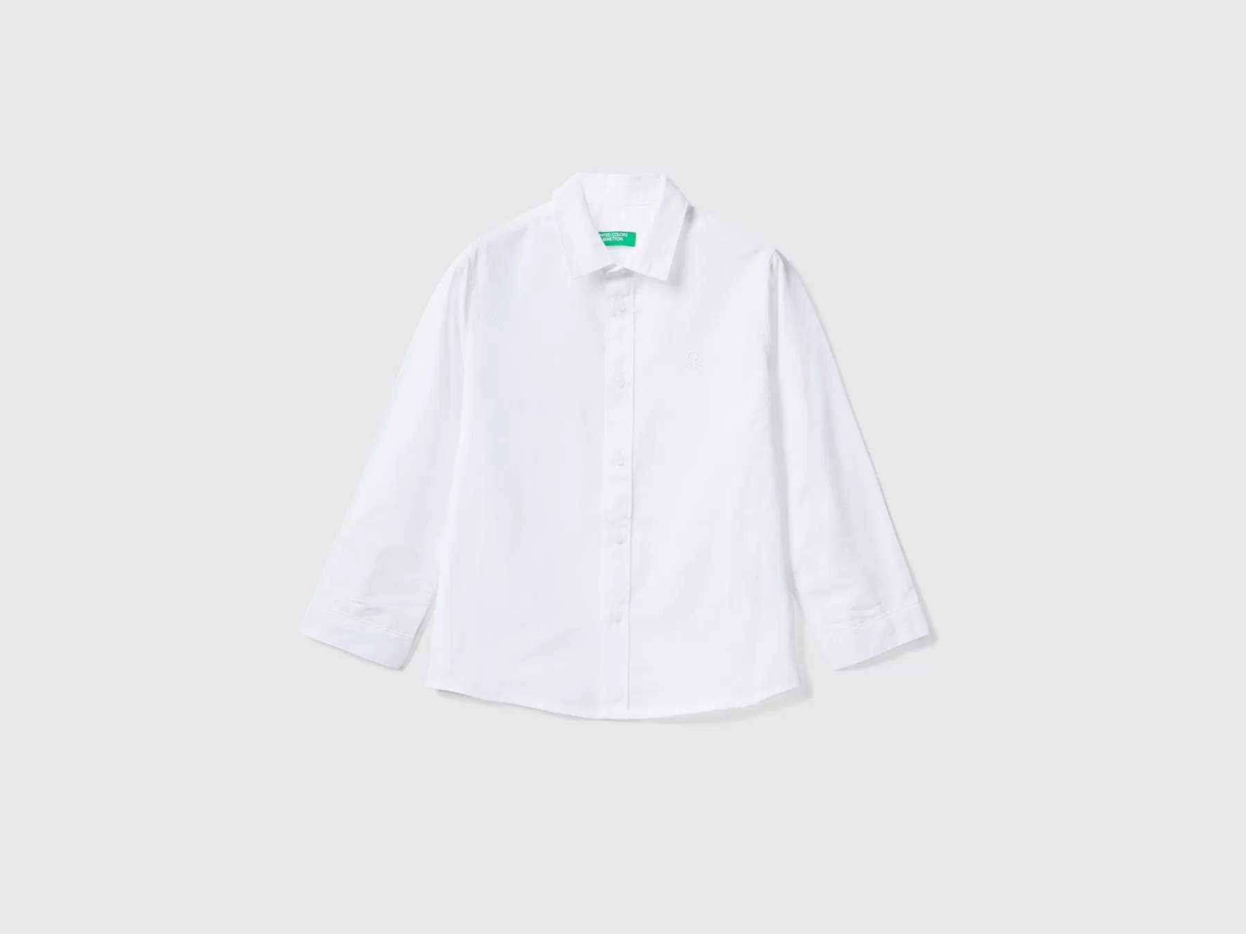 Benetton Camicia Classica In Puro Cotone Bianco Cheap