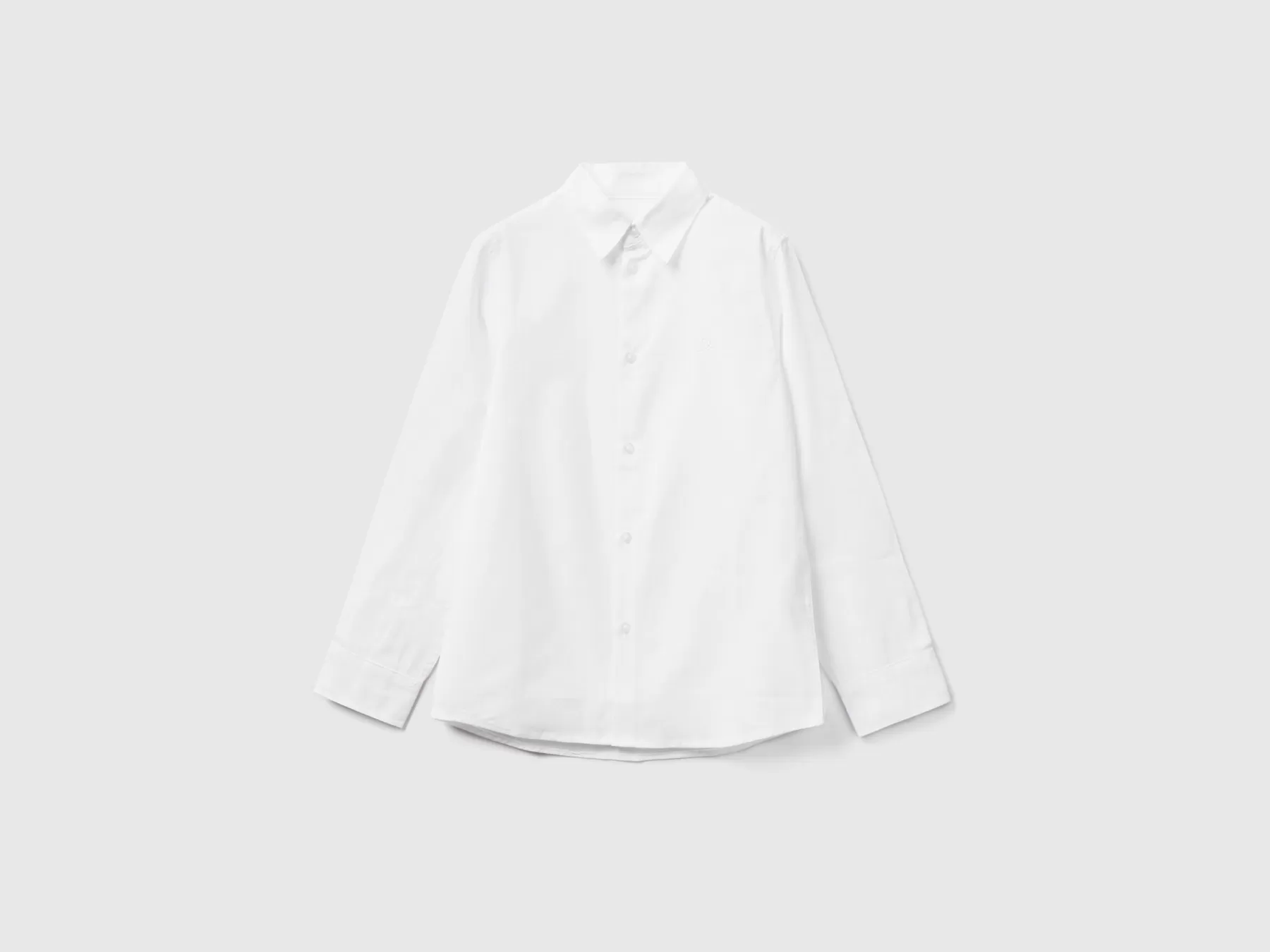 Benetton Camicia Classica In Puro Cotone Bianco Fashion