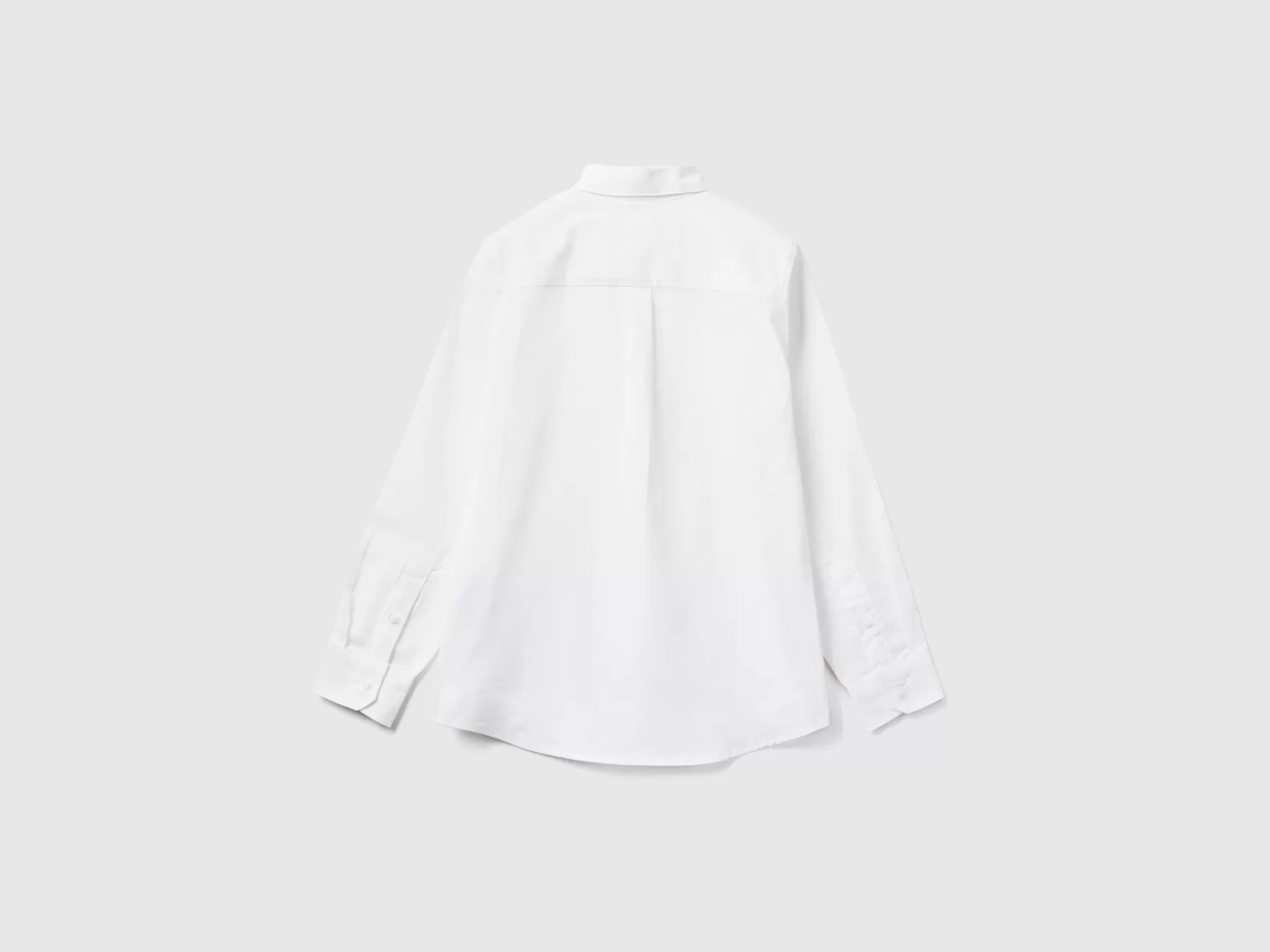 Benetton Camicia Classica In Puro Cotone Bianco Fashion