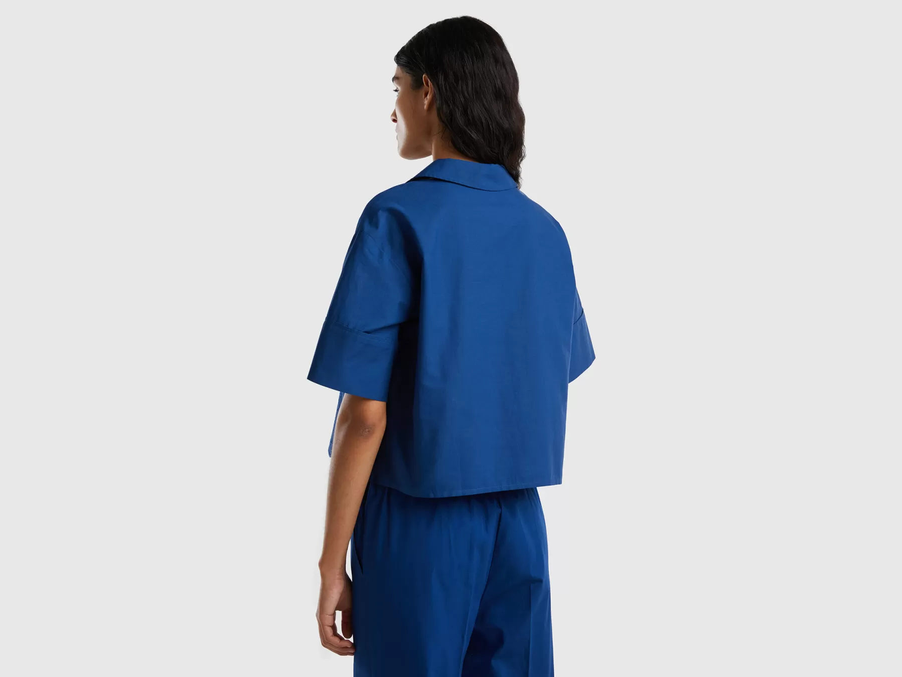 Benetton Camicia Con Ricami Sangallo Blu Scuro Shop