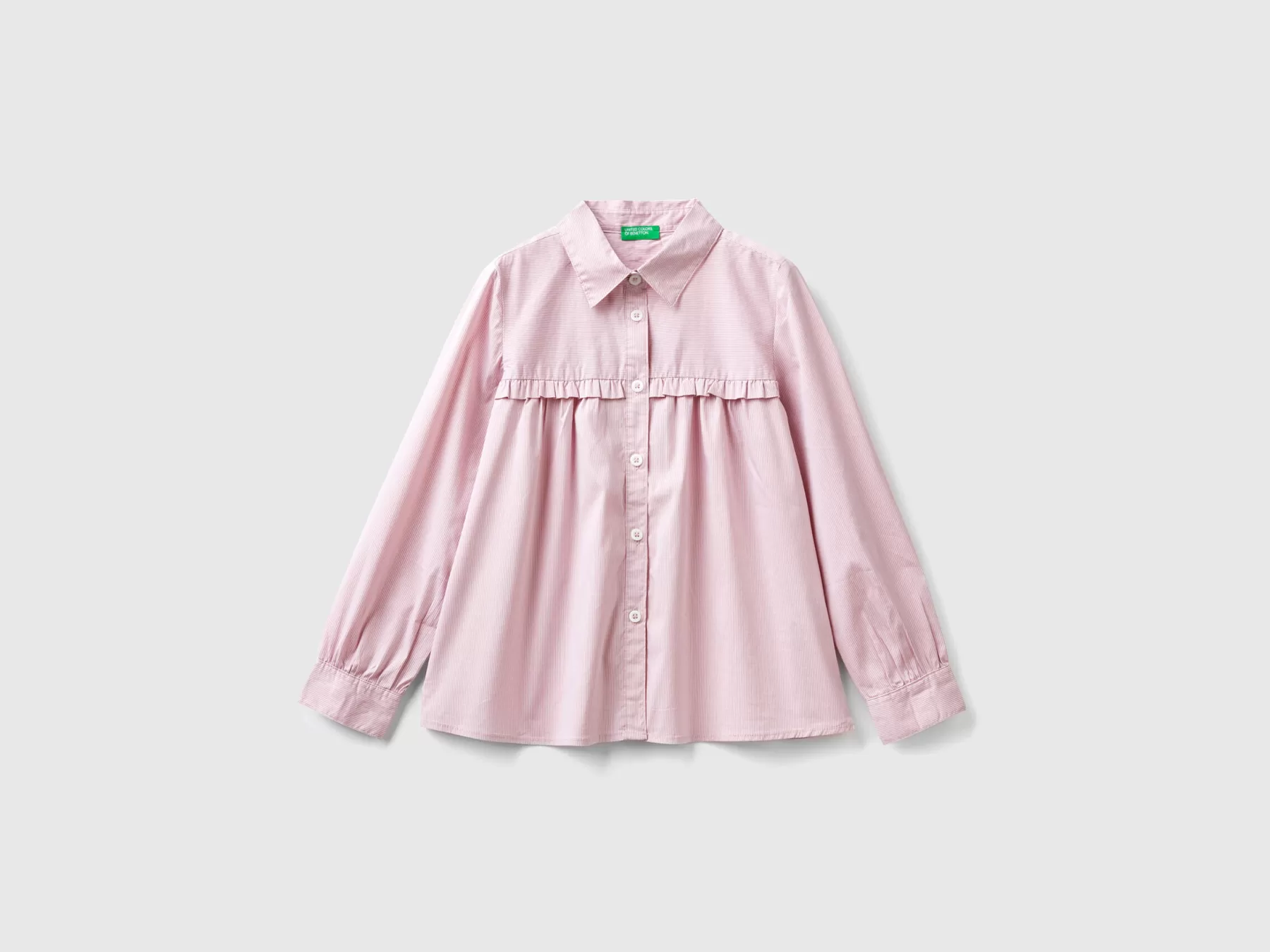 Benetton Camicia Con Rouches Sul Carre Rosa Tenue Clearance