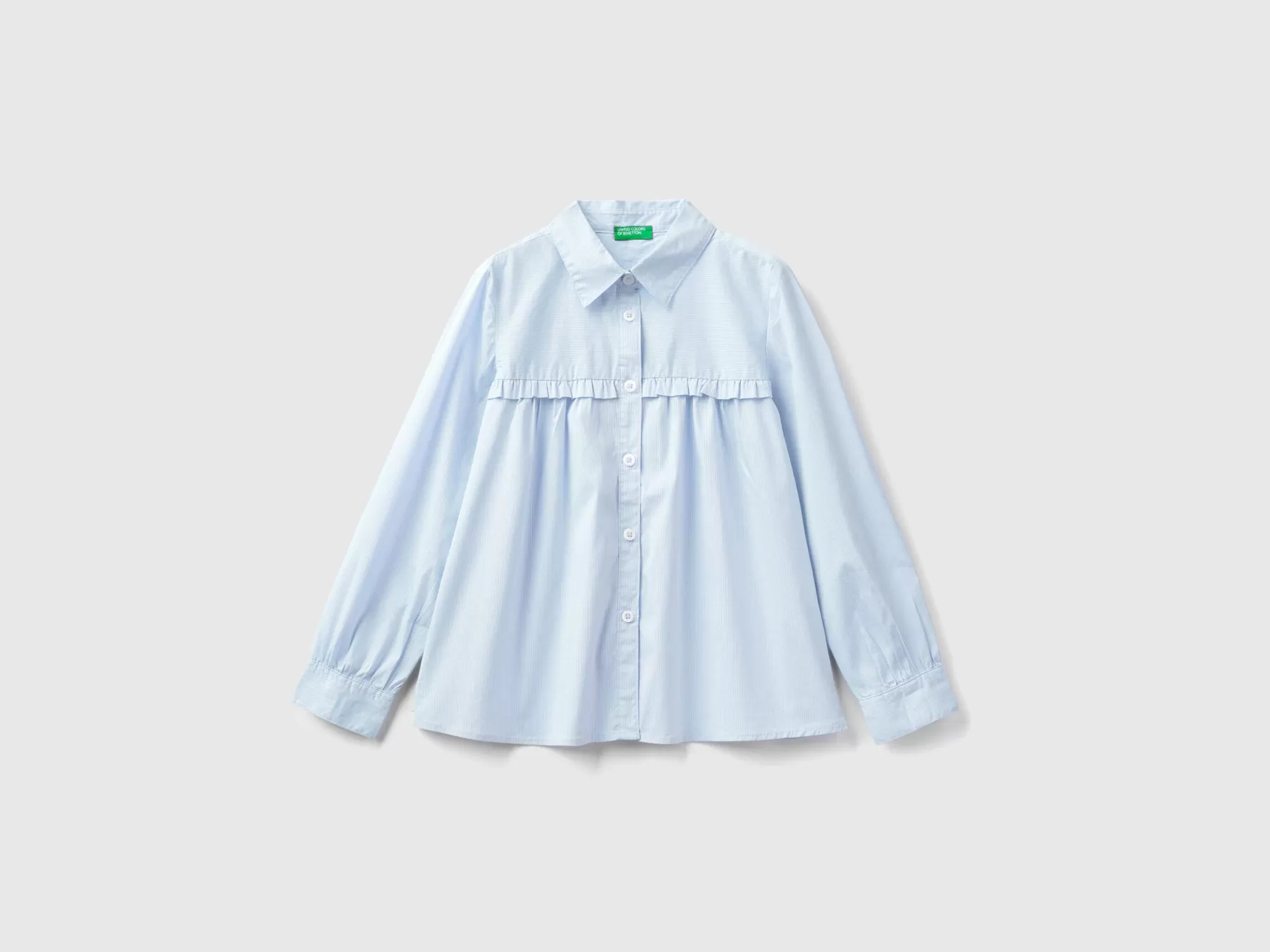 Benetton Camicia Con Rouches Sul Carre Celeste Sale