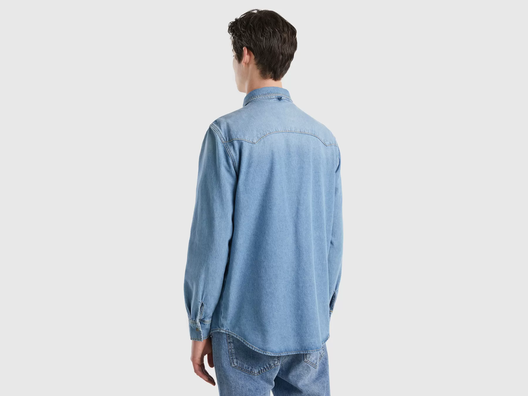 Benetton Camicia Di Jeans Con Taschini Blu Scuro Best